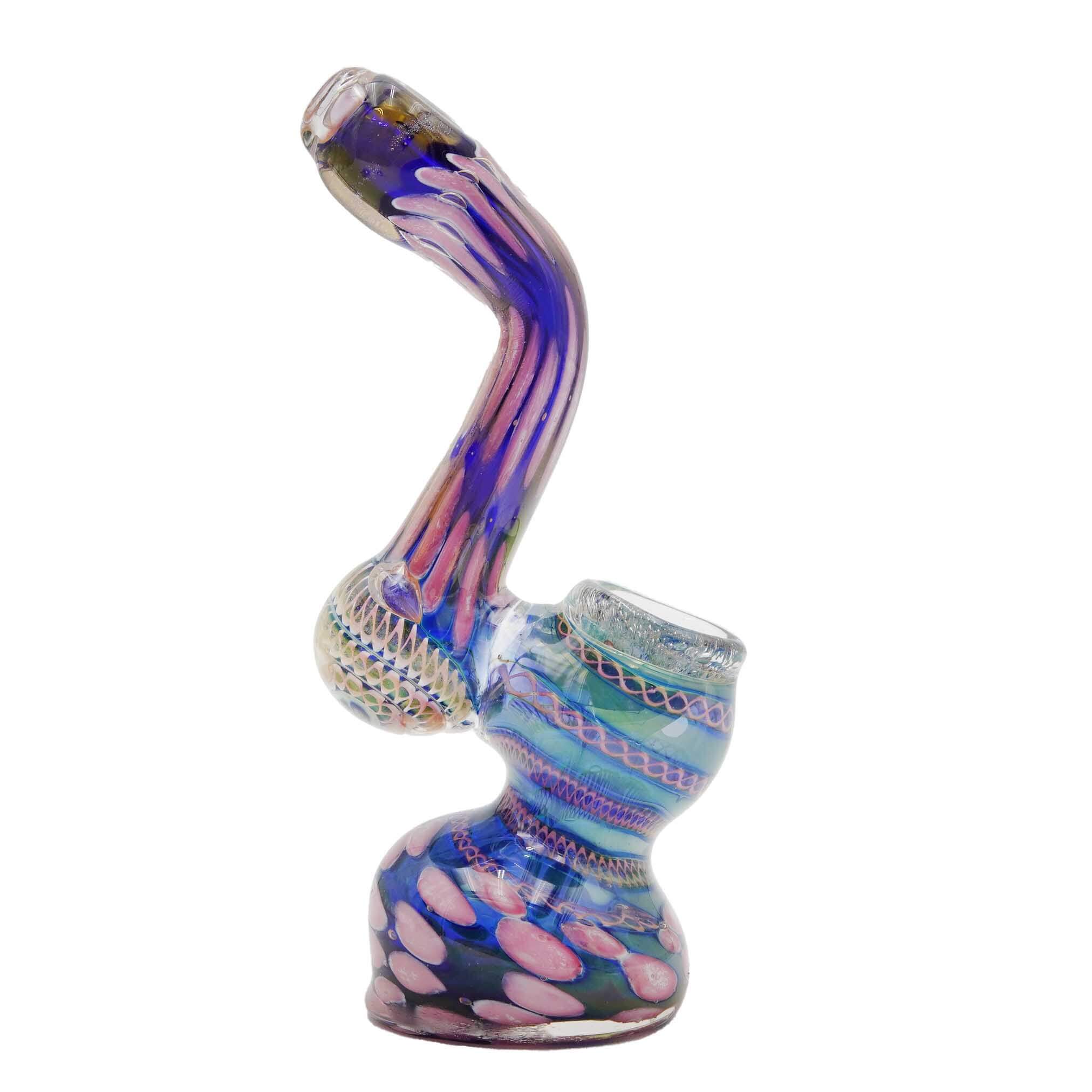 Gold Fumed Double Glass Sherlock Bubbler | 6 inch | Assorted Colors product image